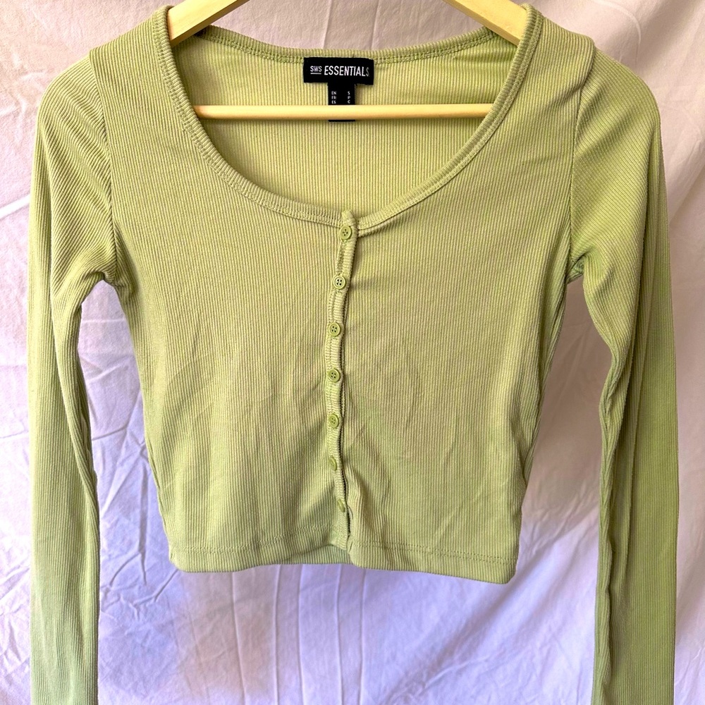 Cute Y2K cropped button long sleeve